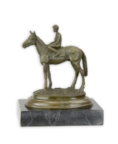 Bronzen beeld van een paard en ruiter