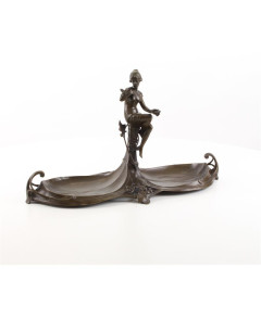 Bronzen art nouveau dubbele schaal