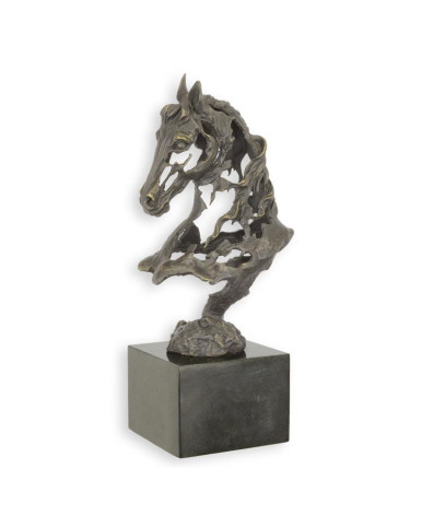 Bronzen beeld van een modern open paardenhoofd