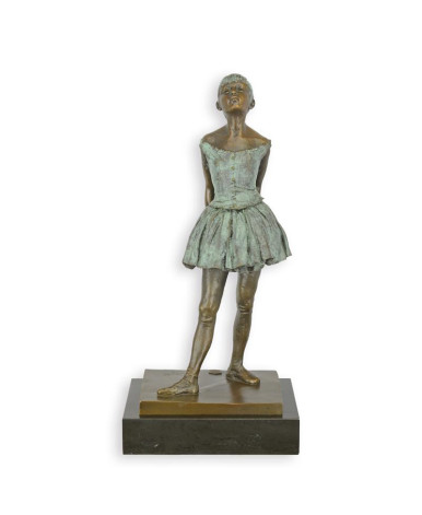 Bronzen beeld kleine danseres bruin groene afwerking Bronzen beeld kleine danseres bruin groene afwerking