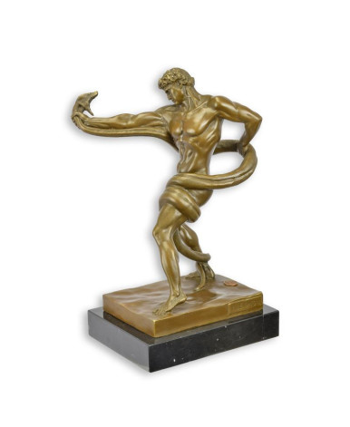 Bronzen atleet worstelt met python beeld Bronzen atleet worstelt met python beeld