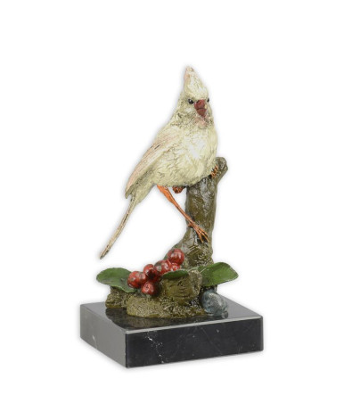 Bronzen beeld van een kardinaalvogel