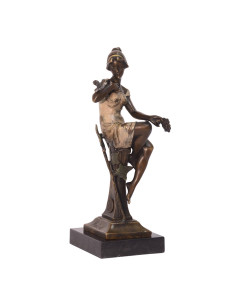 Bronzen art nouveau zittende dame beeld