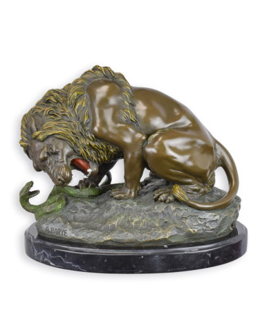Bronzen leeuw en slang beeld Bronzen leeuw en slang beeld