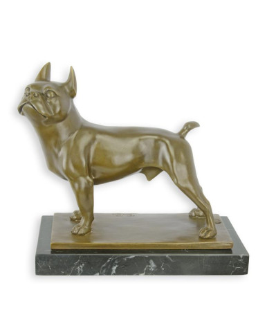 Bronzen beeld van een Franse buldog