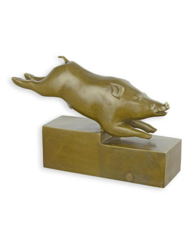Bronzen art deco beeld van een everzwijn Bronzen art deco beeld van een everzwijn