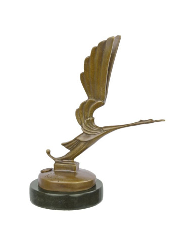 Bronzen art deco ooievaar auto mascotte