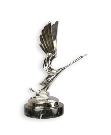 Bronzen art deco ooievaar auto mascotte antiek zilver