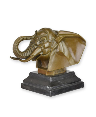 Bronzen art deco olifantenkop beeld