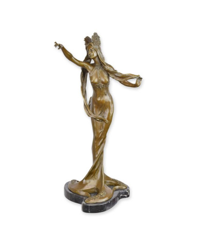 Bronzen beeld van geklede vrouw