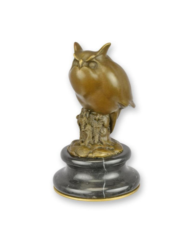 Bronzen uilen beeld met messing plaat Bronzen uilen beeld met messing plaat