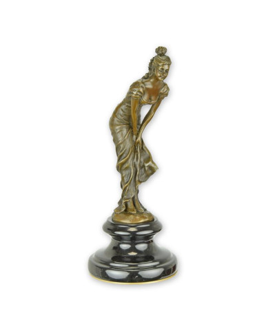 Bronzen beeld danseres met messing plaatje Bronzen beeld danseres met messing plaatje