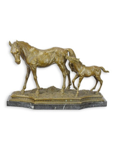 Bronzen paard met veulen beeld