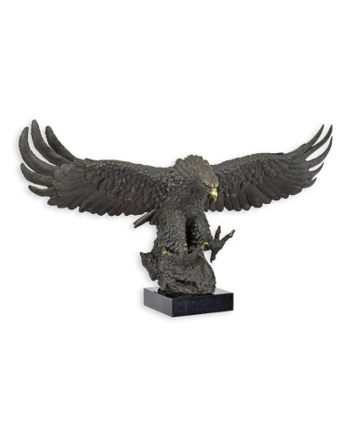 Bronzen beeld van een dalende adelaar Bronzen beeld van een dalende adelaar