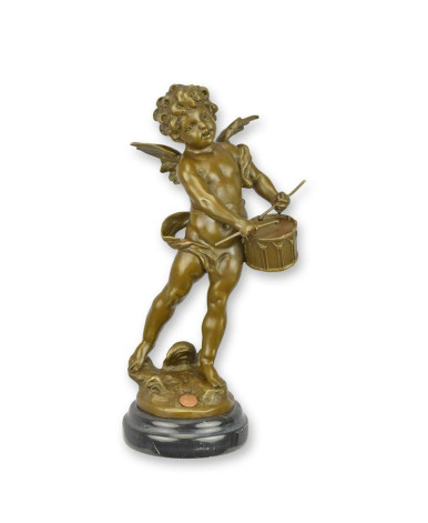 Bronzen putto drumspelend beeld Bronzen putto drumspelend beeld