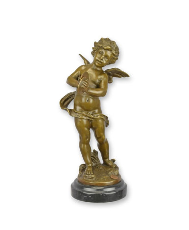 Bronzen putto beeld met cimbalen
