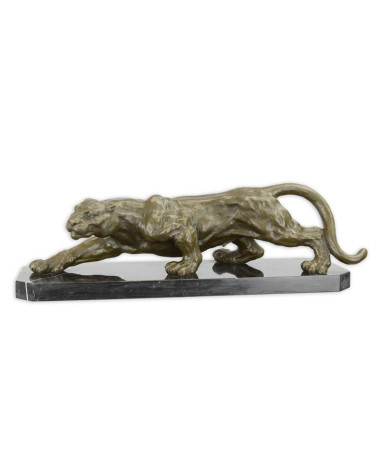 Bronzen beeld van een hurkende panter