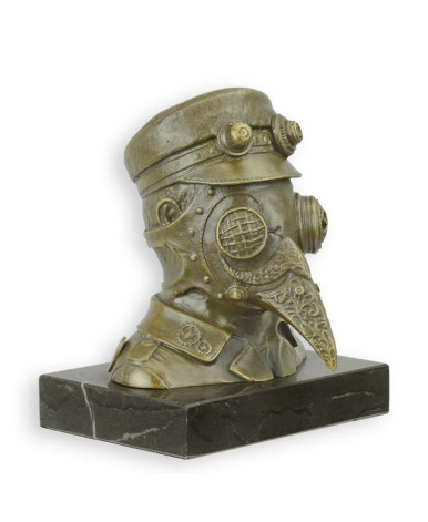 Bronzen steampunk pestdokter beeld