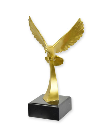 Bronzen duif beeld in vlucht
