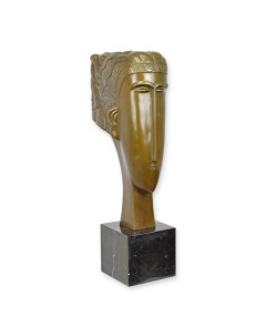 Bronzen beeld art deco hoofd