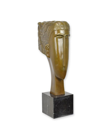 Bronzen beeld art deco hoofd