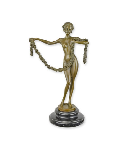 Bronzen vrouwen beeld met bloemen lijn
