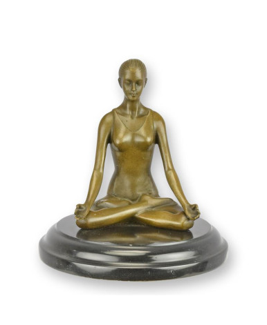 Bronzen mediterende vrouw beeld Bronzen mediterende vrouw beeld