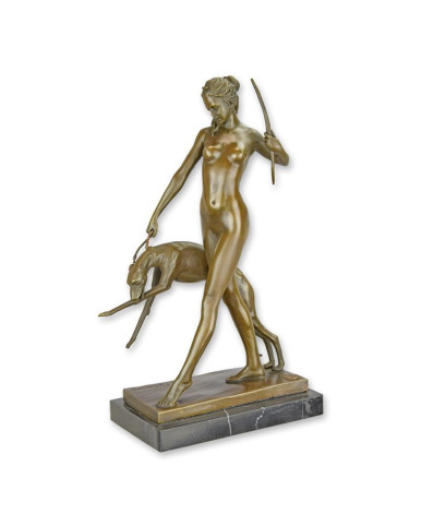 Bronzen Diana en hond beeld
