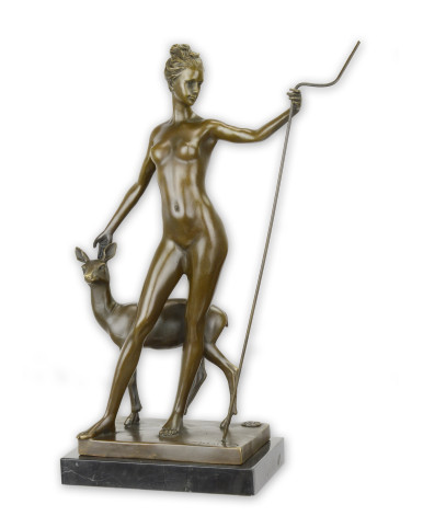 Bronzen Diana met hinde beeld