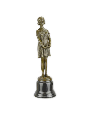 Bronzen bedtijd meisje beeld