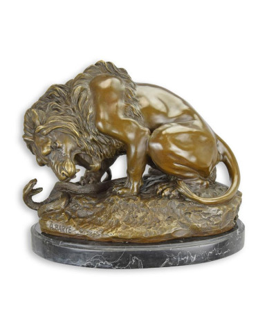 Bronzen beeld van een leeuw en slang type 2