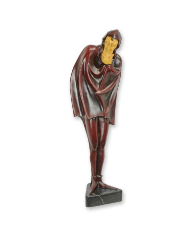 Houten gemonteerd bronzen Mephistopheles beeld