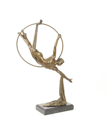 Bronzen beeld mannelijke hoepel en sjaal danser Bronzen beeld mannelijke hoepel en sjaal danser