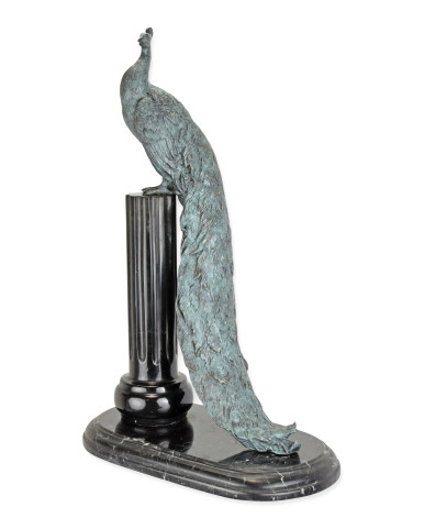 Bronzen pauw beeld