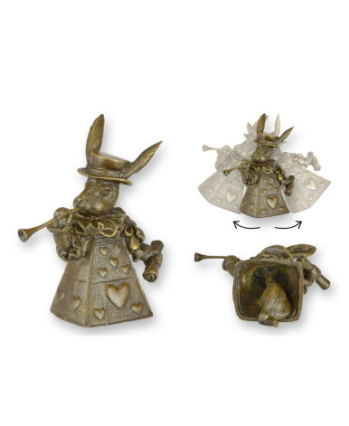 Bronzen tafelbel konijn als hartenkoningin