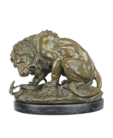Bronzen beeld van een leeuw en slang type 3