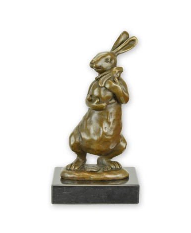 Bronzen beeld van een konijn met jongen