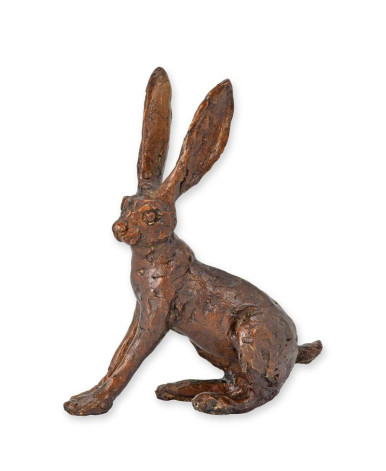Bronzen beeld van zittende haas type 2