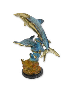 Bronzen hamerhaai paar beeld type 1