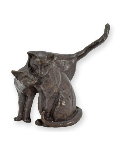 Bronzen beeld van 2 katten