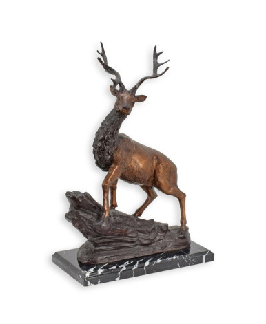 Bronzen beeld van een hert op een marmeren voet type 5 Bronzen beeld van een hert op een marmeren voet type 5