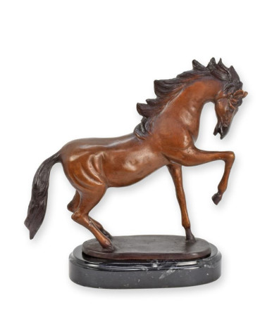 Beeld van brons van paard op marmeren sokkel type 2