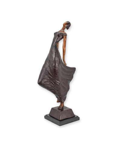 Modern bronzen beeld van dame op marmeren voet Modern bronzen beeld van dame op marmeren voet