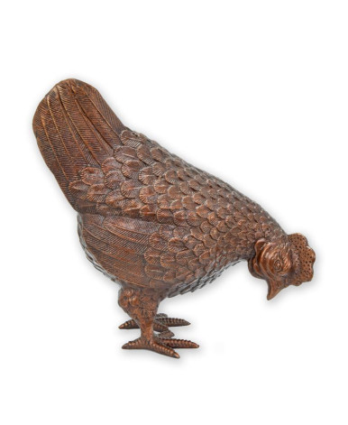 Bronzen beeld van een kip