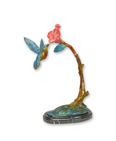 Bronzen kolibrie beeld voedend op bloem Bronzen kolibrie beeld voedend op bloem