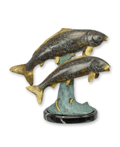 Bronzen koi beeld van twee vissen