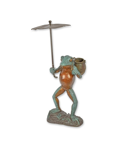 Bronzen beeld kikker met paraplu fontein Bronzen beeld kikker met paraplu fontein