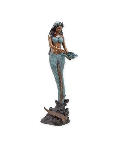Bronzen beeld zeemeermin fontein