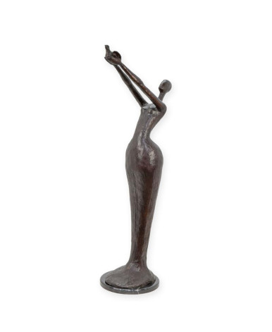 Bronzen beeld vrouw met vogel Bronzen beeld vrouw met vogel