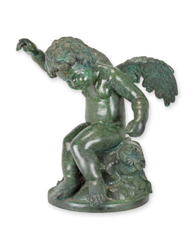 Bronzen gevleugelde putti beeld